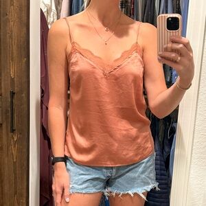 Abercrombie & Fitch Rust Satin Lace-Trim Cami